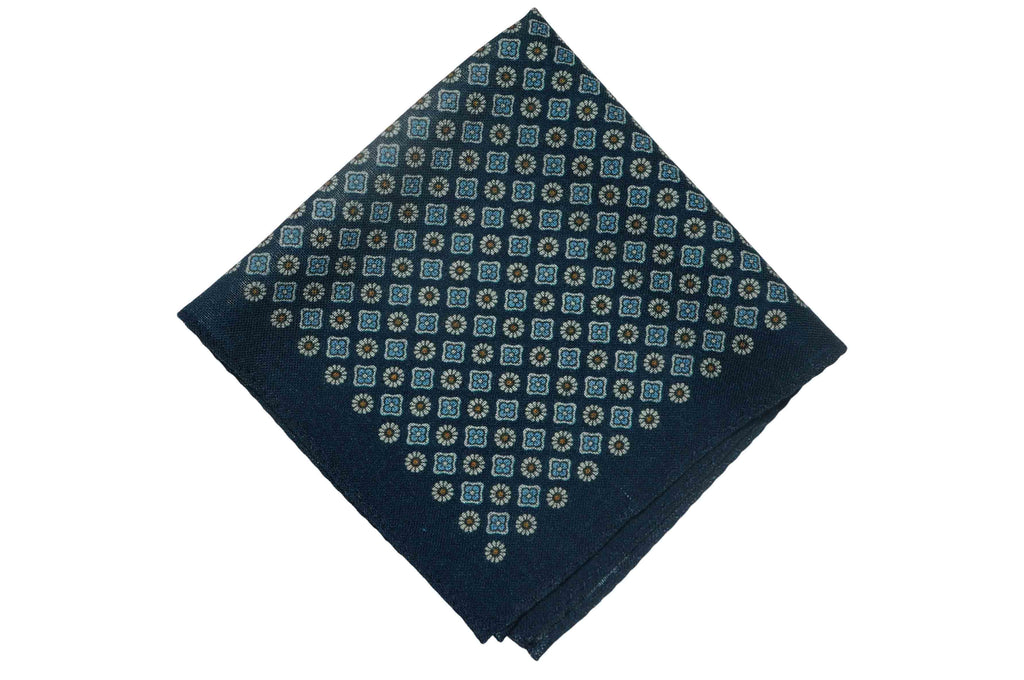 Coventry Navy Wool Pocket Square