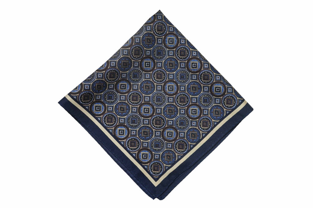 Preston Navy Silk Pocket Square